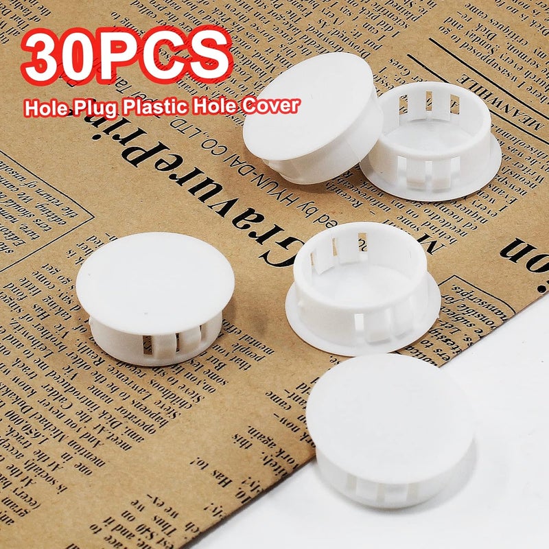 Moicstiy 30 PCS White Hole Plugs - 7/8 inch (22mm) Plastic Flush Type Hole Plugs Snap in Locking Hole Tube, Used for Furniture, Cabinet, Pipe & Tube, Round End Caps Cover Inserts - Image 4